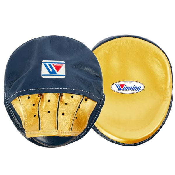 WINNING JAPAN BOXING OVAL CURVED PUNCH MITTS - NAVY/GOLD